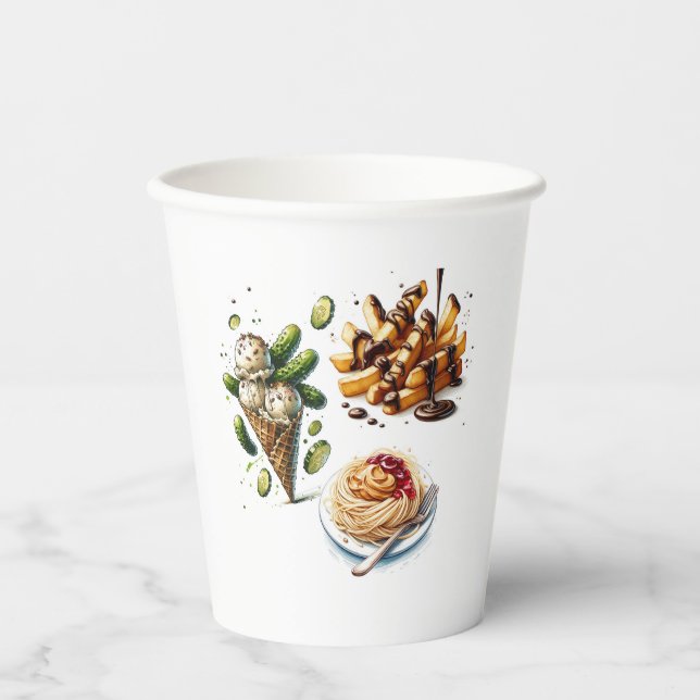 Vasos De Papel Helado y Pepinillos Antojos Extraños Baby Shower (Anverso)