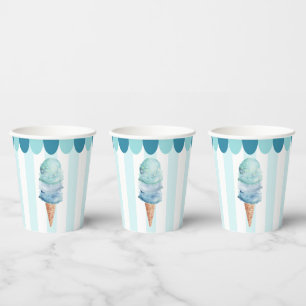 Vasos De Papel Helados Azules Jugadores de Papel de Cumpleaños