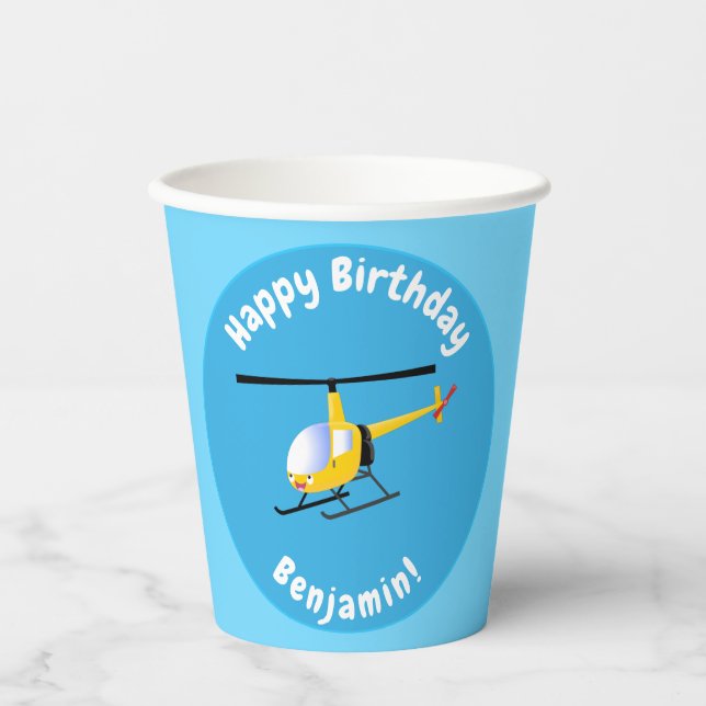 Vasos De Papel Helicóptero de personalizado alegre amarillo lindo (Anverso)