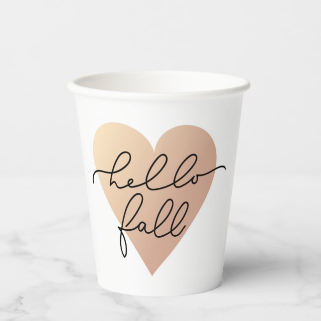Vasos De Papel Hello Fall Love Heart (Anverso)