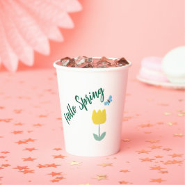 Vasos De Papel hello spiring tulip flowers butterfly