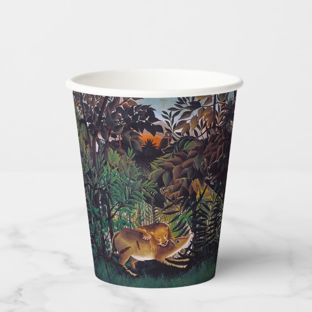 Vasos De Papel Henri Rousseau - El león hambriento (Anverso)