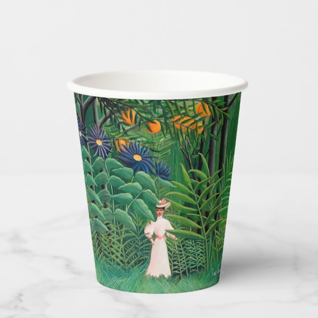Vasos De Papel Henri Rousseau - Mujer caminando en un bosque exót (Anverso)
