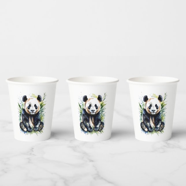Vasos De Papel Hermosa acuarela Panda Bear (Multi)