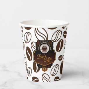 Vasos De Papel Hermosa cafetería Personalizado Nombre de negocio