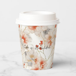 Vasos De Papel Hermosa Feminine Peach Red White Floral
