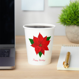Vasos De Papel Hermosa Flor de Nochebuena de Navidad