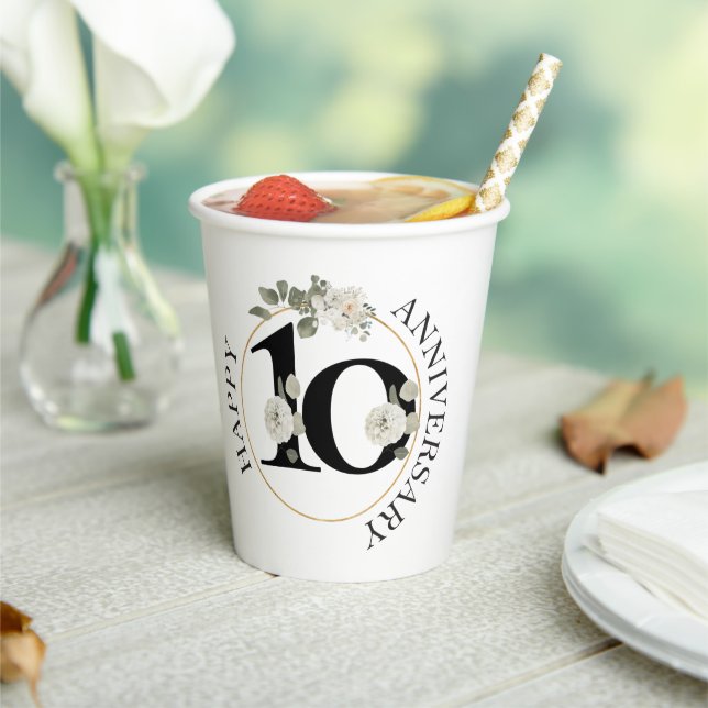 Vasos De Papel Hermosa Floral 10° ANIVERSARIO (in situ)