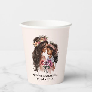 Vasos De Papel Hermosa mamá negra y hija