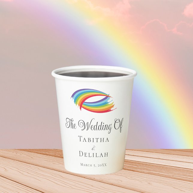 Vasos De Papel Hermosa ola de arcoiris Boda personalizado (Subido por el creador)