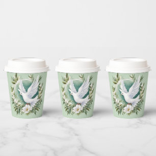Vasos De Papel Hermosa paloma blanca de la paz