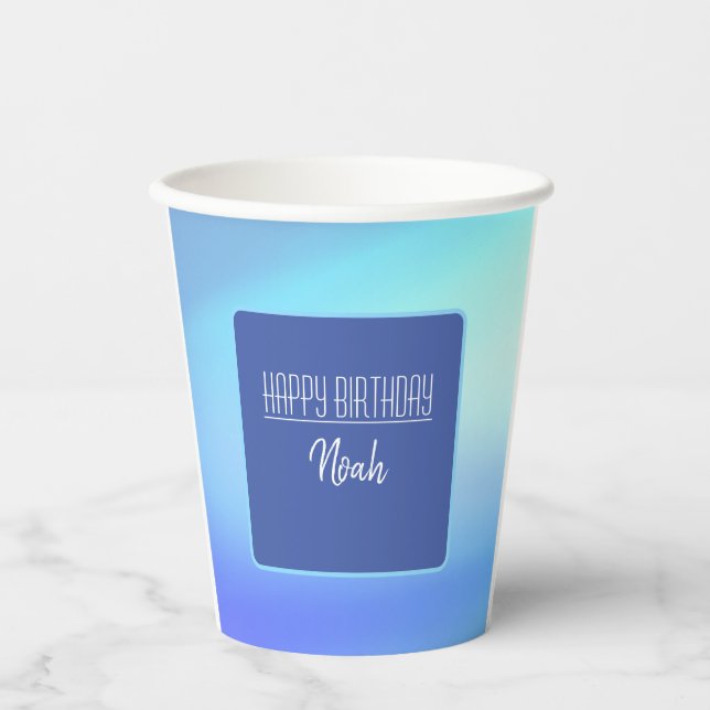 Vasos De Papel Hermosa taza de papel azul (Anverso)