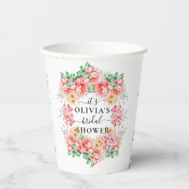 Vasos De Papel Hermosa y elegante ducha de novia floral Cubos de 