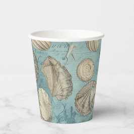 Vasos De Papel Hermosas Agujas Vintage En Azul