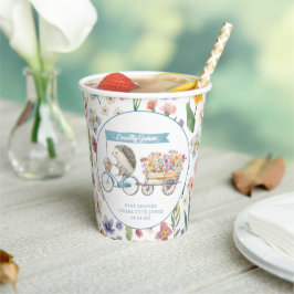 Vasos De Papel Hermosas florales y Baby Shower de edgehog