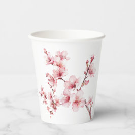 Vasos De Papel Hermosas flores de cerezo rosa