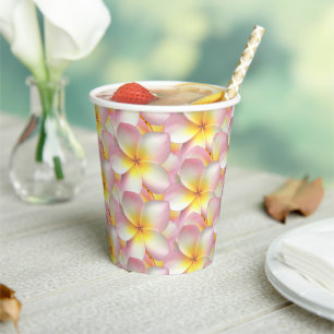 Vasos De Papel Hermosas flores de frangipani plumeria pastel
