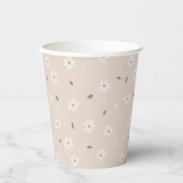 Vasos De Papel Hermosas Flores de Margarita y Verdor