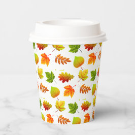 Vasos De Papel Hermosas hojas de otoño sobre blanco