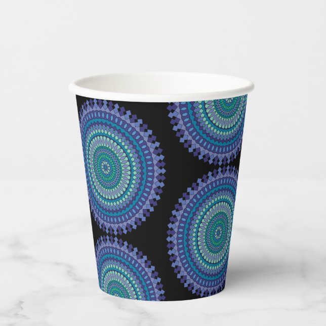 Vasos De Papel Hermosas tazas de papel azul y verde Fiesta (Anverso)