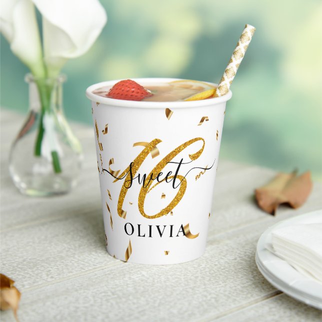 Vasos De Papel Hermoso Confetti dulce 16 Dieciséis tazas de papel (in situ)