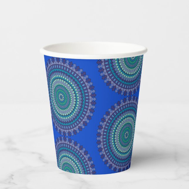 Vasos De Papel Hermoso Fiesta azul y verde (Anverso)