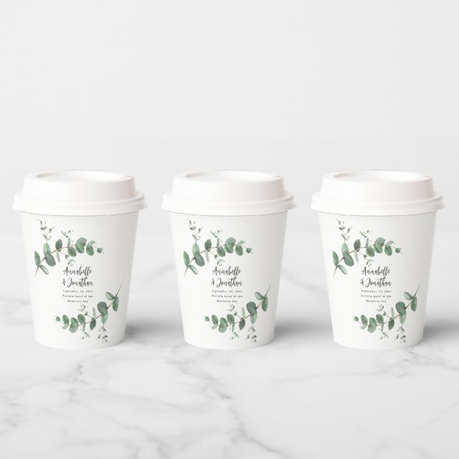 Vasos De Papel Hermoso guion boda de follaje eucalipto (Multi)