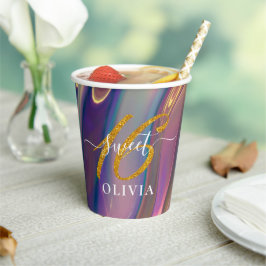 Vasos De Papel Hermoso Holográfico dulce 16 tazas de papel