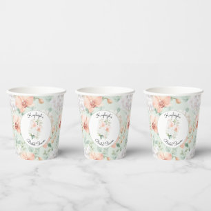 Vasos De Papel Hermoso Lirio de Durazno Menta Fiore de Orquídea p