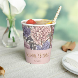 Vasos De Papel Hermoso luxy feminista floral Rosa y púrpura