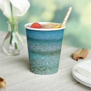 Vasos De Papel Hermoso mar Caribe en calma 