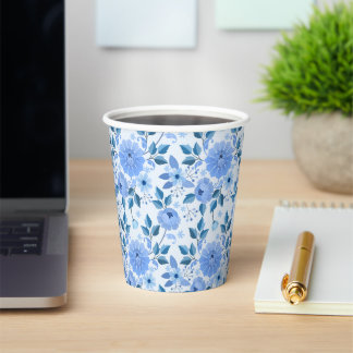 Vasos De Papel hermoso patrón de regalo azul Floral Design para e