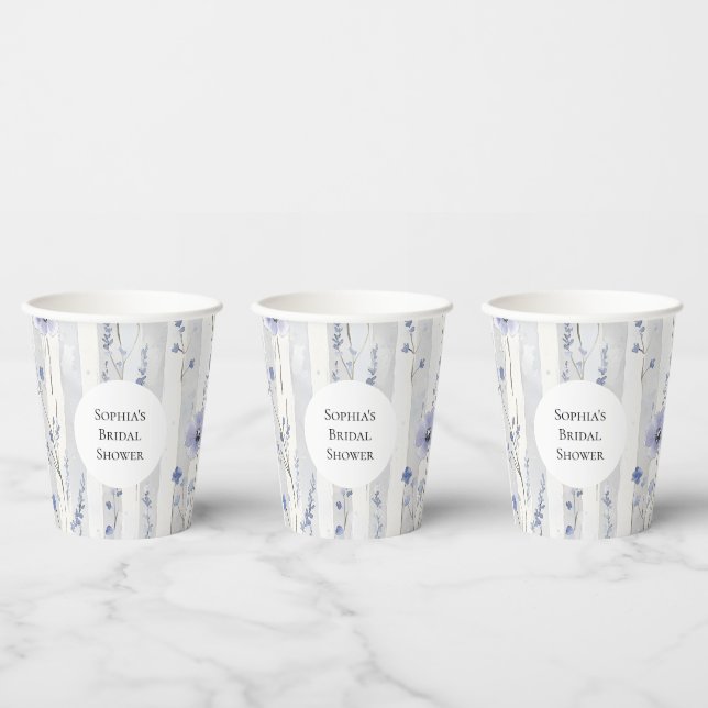 Vasos De Papel Hermoso reguero floral de lavanda blanco para desp (Multi)