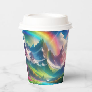 Vasos De Papel Hermoso reino de fantasía arcoiris
