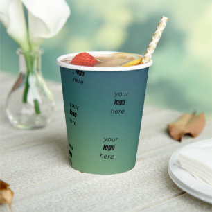 Vasos De Papel Hermoso Sombra Verde Elegante degradado de negocio
