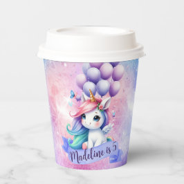 Vasos De Papel Hermoso unicornio con tazas de papel de globos