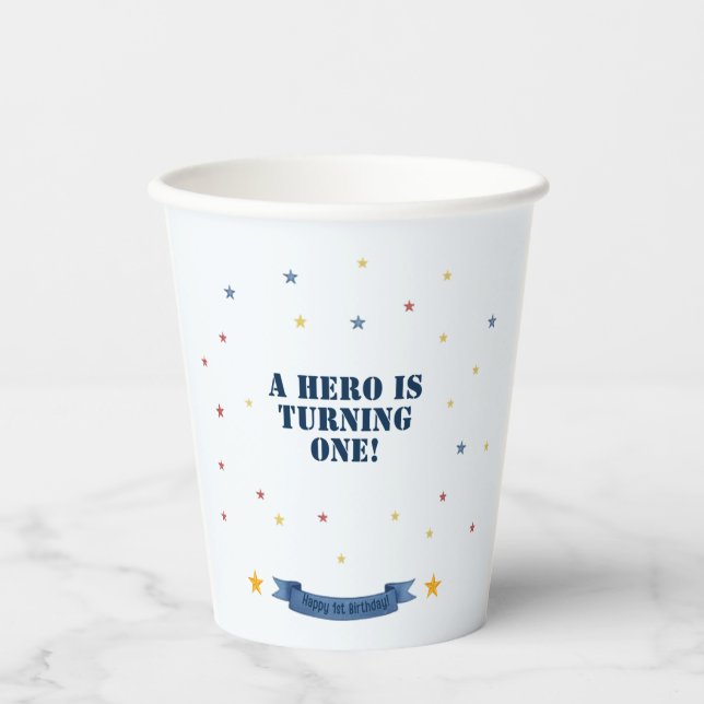 Vasos De Papel Héroe de la taza de papel de la fiesta de cumpleañ (Anverso)