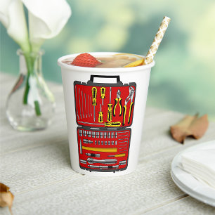 Vasos De Papel Herramientas En Un Cuadro De Herramientas