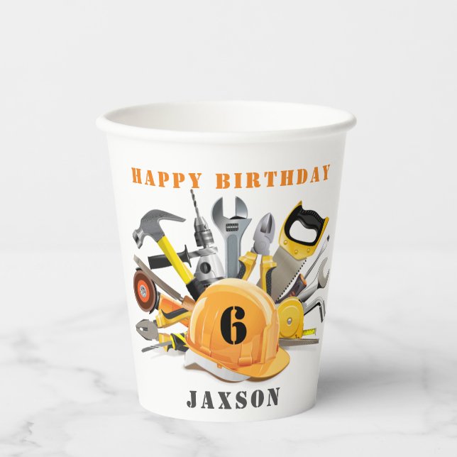 Vasos De Papel Herramientas personalizadas Little Handyman Birthd