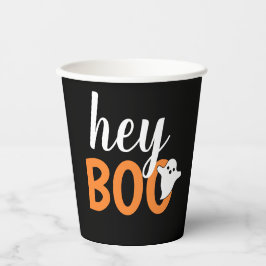 Vasos De Papel Hey Boo Naranja Black Funny Halloween Ghost