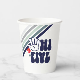 Vasos De Papel HI 5 Retro Stripe azul