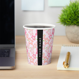 Vasos De Papel Hibisco Rosa, Flores Rosadas, Tu Nombre