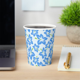 Vasos De Papel Hibiscus Azul, Flores Azules, Patrón De Flores