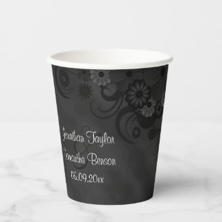 Vasos De Papel Hibiscus Black Floral Save the Date Fridge Magnets