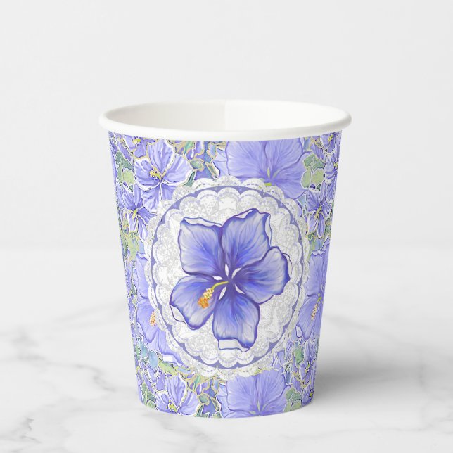 Vasos De Papel Hibiscus & lace BLUE (Izquierda)