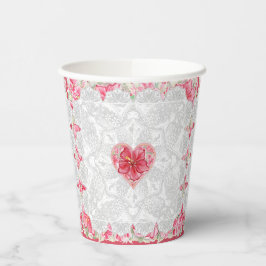 Vasos De Papel Hibiscus & lace RED