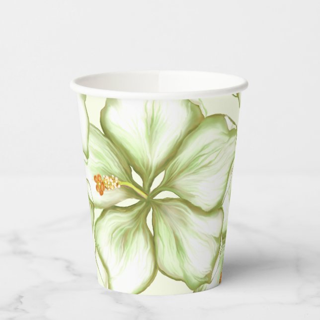 Vasos De Papel Hibiscus & lace WHITE (Izquierda)