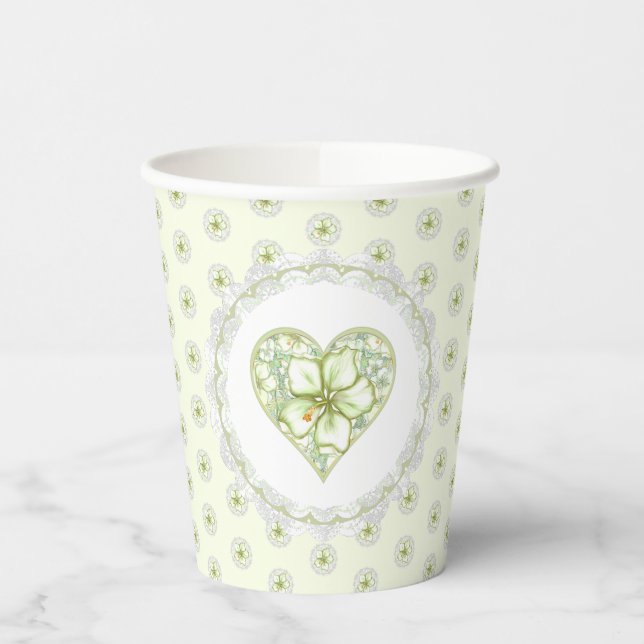 Vasos De Papel Hibiscus & lace WHITE (Izquierda)