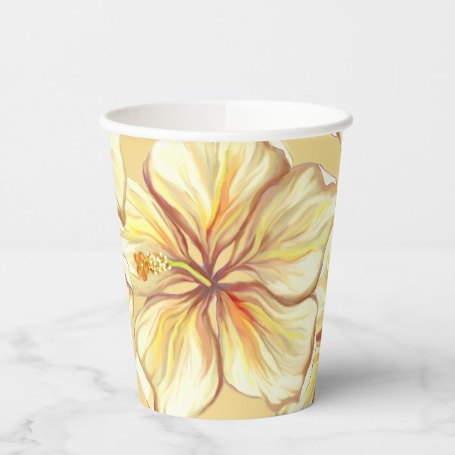 Vasos De Papel Hibiscus & lace YELLOW (Izquierda)