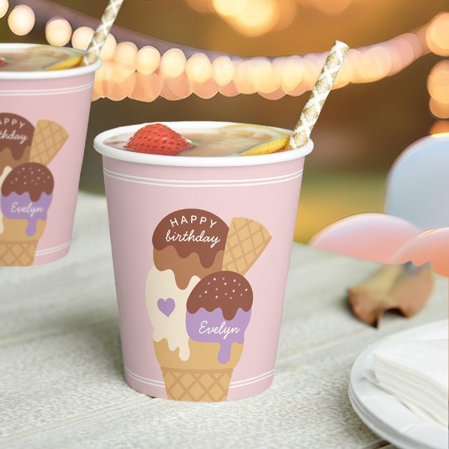 Vasos De Papel Hielo Cream Sundae Fiesta de cumpleaños personaliz (Subido por el creador)